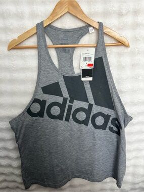 adidas Gray Racerback Tank with Black Logo